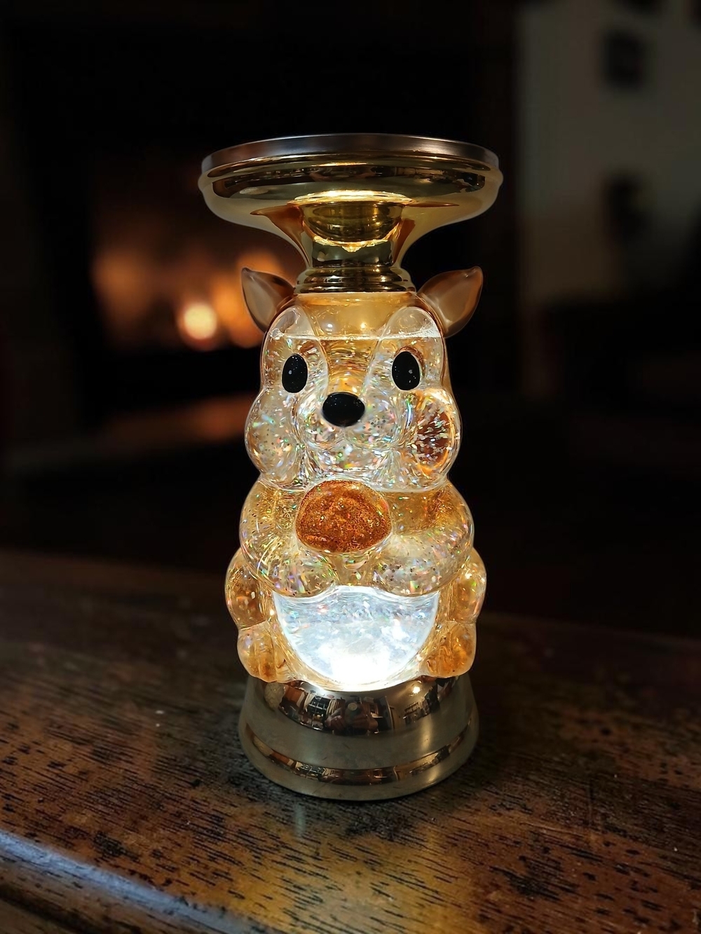 Crystal Resin Squirel Candle Holder Globe - Gold